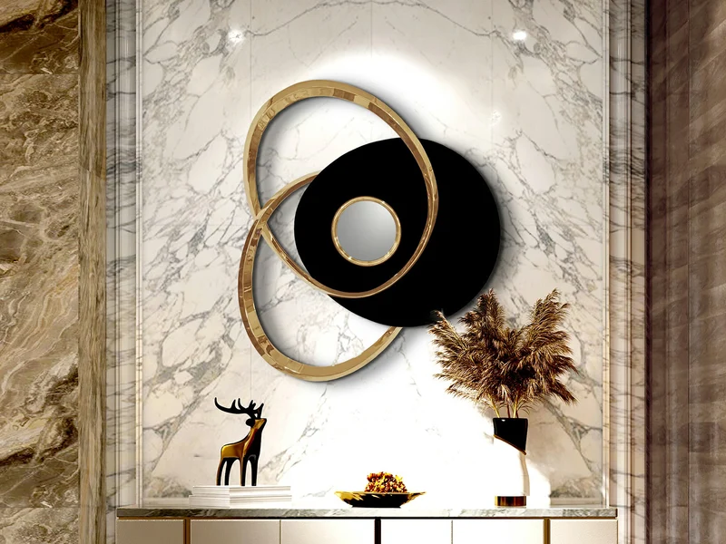 Escultura de pared Schuller Trio oro rosa y negro acero inoxidable 83x73cm