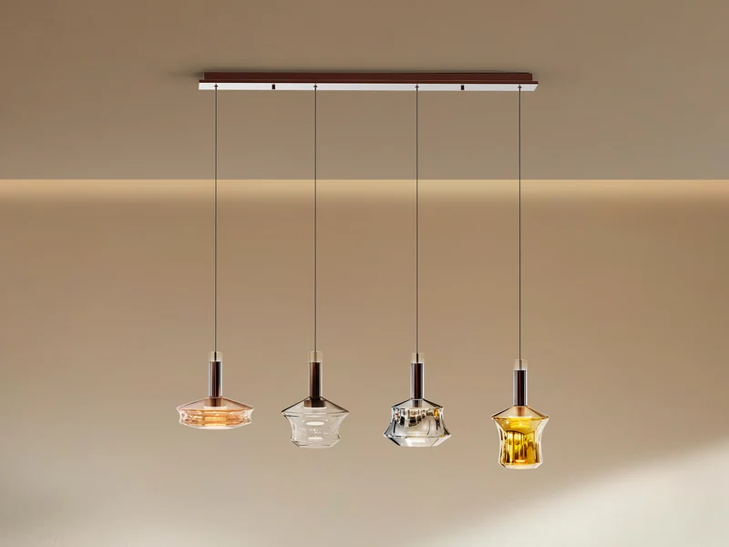 Lámpara de techo colgante Schuller Scarlett 4 luces bronce oscuro y varios colores 3000K
