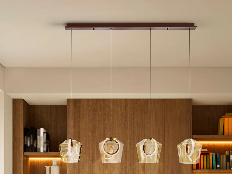 Lámpara de techo colgante Schuller Ingrid 4 luces bronce oscuro y champán 3000K