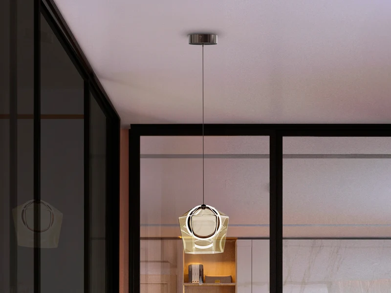 Lámpara de techo colgante Schuller Ingrid 1 luz bronce oscuro y champán 3000K