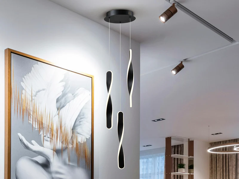 Lámpara de techo colgante Schuller Twist 3 luces negro 3000K 2 metros