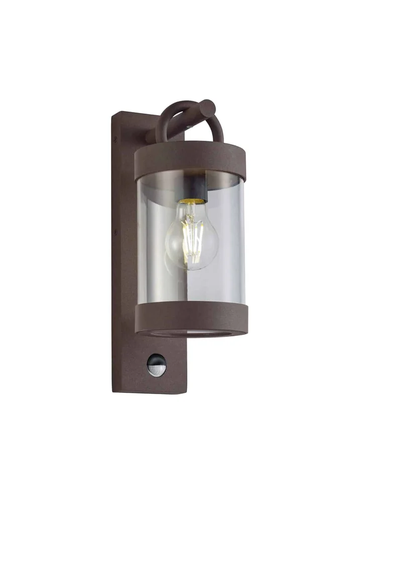 Aplique de exterior Trio Sambesi óxido con sensor movimiento IP44 33cm 204169124