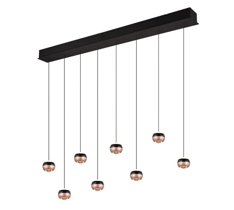 Lámpara de techo colgante Trio Orbit LED 8 luces negro mate regulable 195cm 344410832