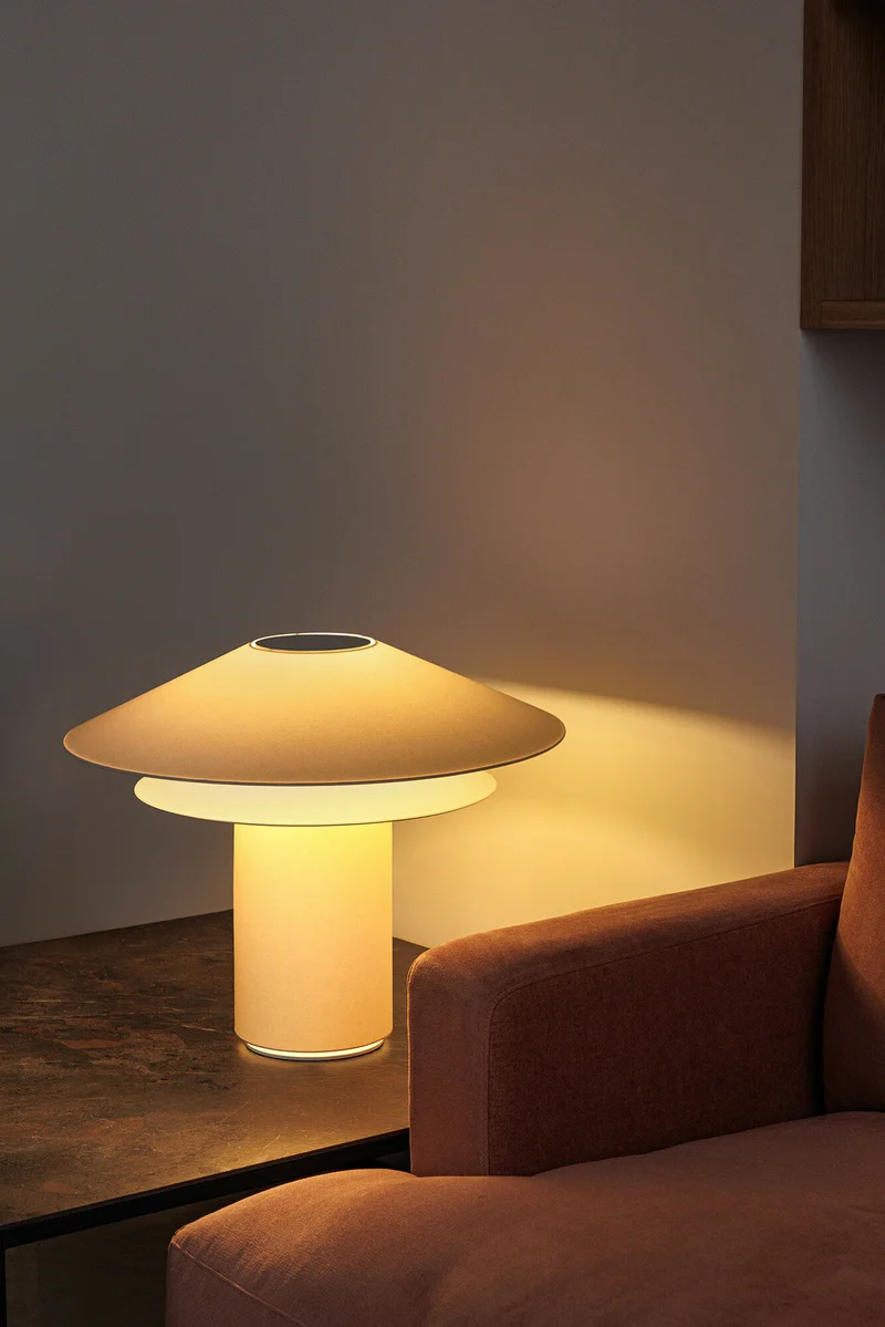 Lámpara de mesa Faro Shan E27 LED beige Ø60cm 20069