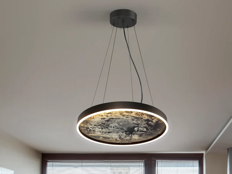 Lámpara de techo colgante Schuller Stone negro y gris CCT Ø60cm