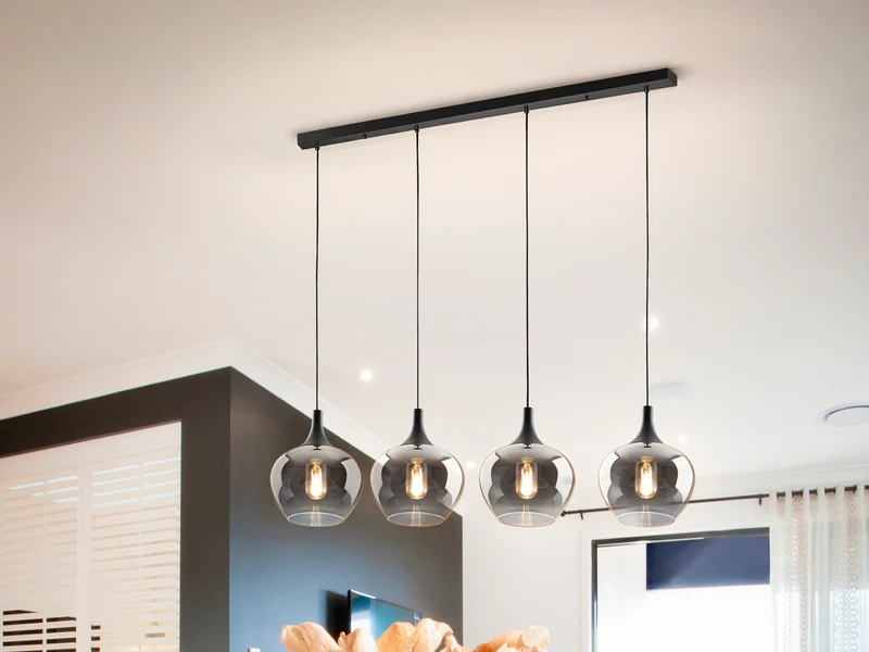 Lámpara de techo colgante Schuller Opaz 4 luces negro y degradado smoke