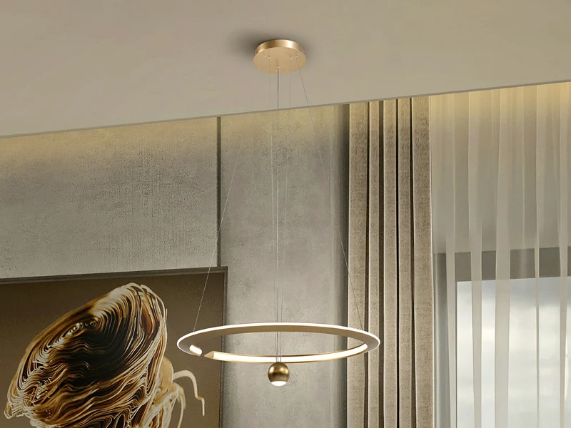 Lámpara de techo colgante Schuller Orane dorado acero 3000K Ø63cm