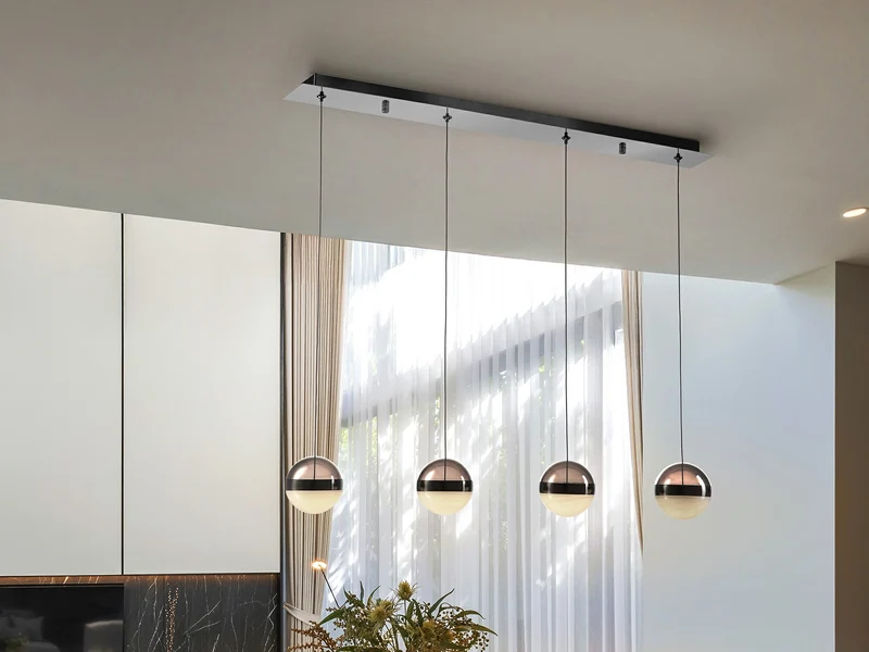 Lámpara de techo colgante Schuller Orbes 4 luces negro y smoke 3000K