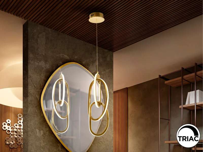 Lámpara de techo colgante Schuller Nexo 3 luces oro brillo acero 3000K