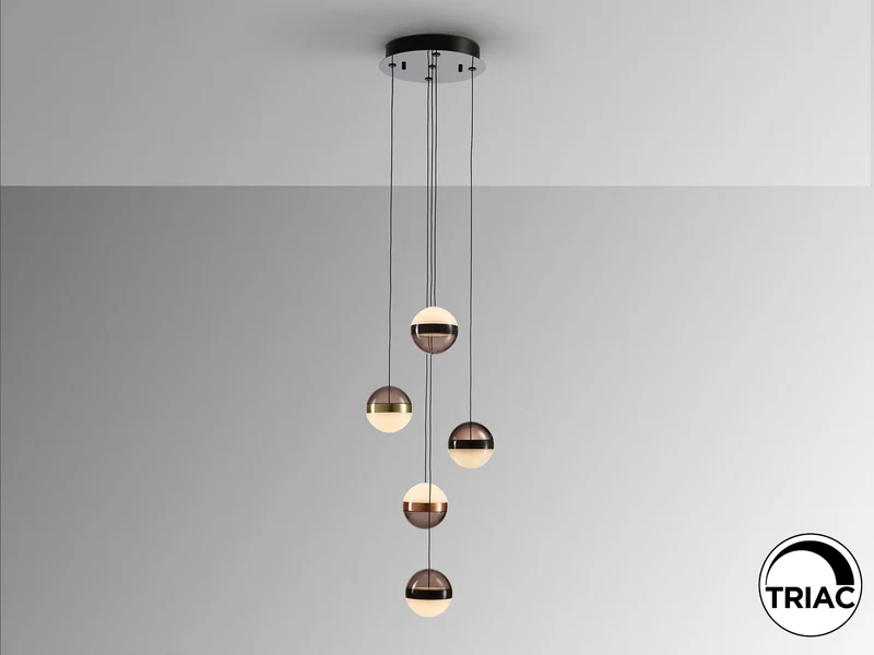 Lámpara de techo colgante Schuller Orbes 5 luces negro y 3 metal 3000K Ø32cm