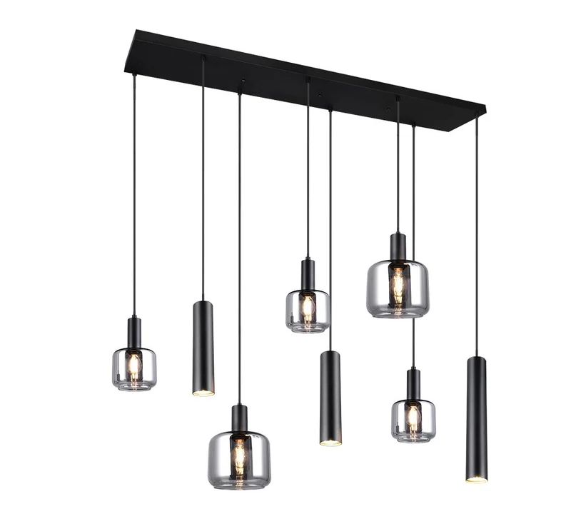 Lámpara de techo colgante Trio Mataro 2 luces negro mate 150cm 364100832 para comedor y cocina