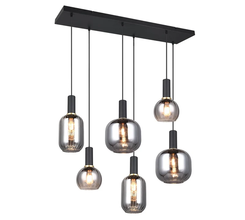 Lámpara de techo colgante Trio Diva 6 luces negro mate 150cm 319800632