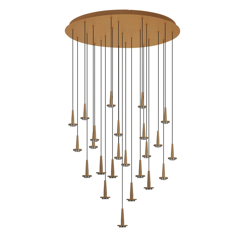 Mantra Andromeda Lámpara de techo colgante redondo 24xLED W/T cristal oro 8937