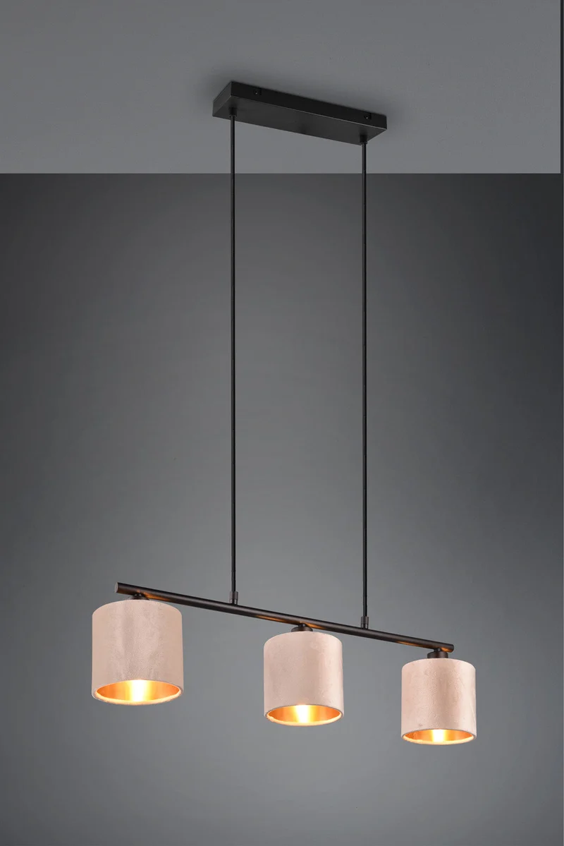 Lámpara de techo colgante Trio Julieta 3 luces beige con pantalla 150cm 319000344