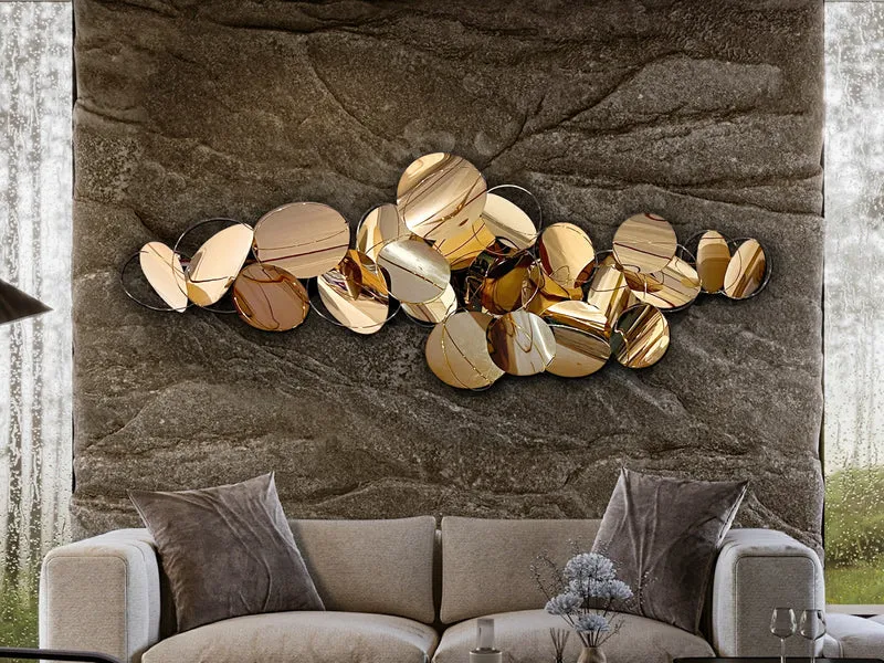 Escultura de pared bolas Schuller Serenity oro rosa acero inoxidable 65cm