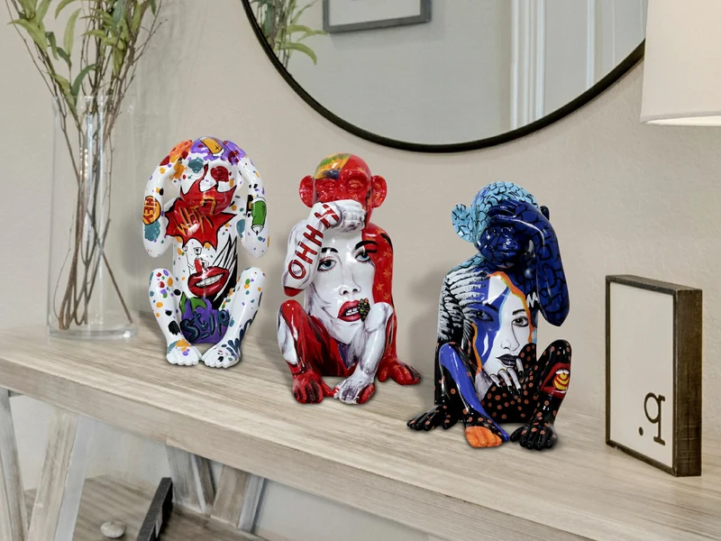 Figura decorativa Schuller Monos Sabios decoración: grafiti 24cm
