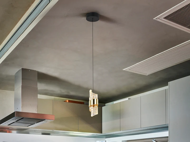 Lámpara de techo colgante Schuller Iliada 1 luz negro y oro 3000K