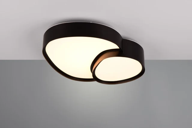 Plafón de techo Trio Rise LED negro mate CCT regulable con mando 43,5cm 647510232 para salón y comedor