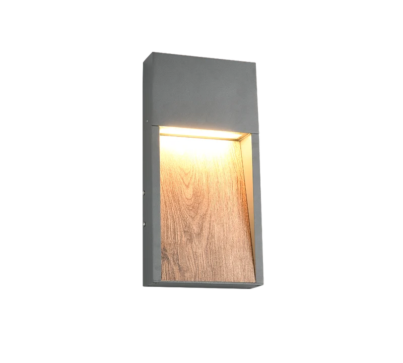 Aplique de exterior Trio Salmon LED imitación madera 3000K IP44 33cm 246960135