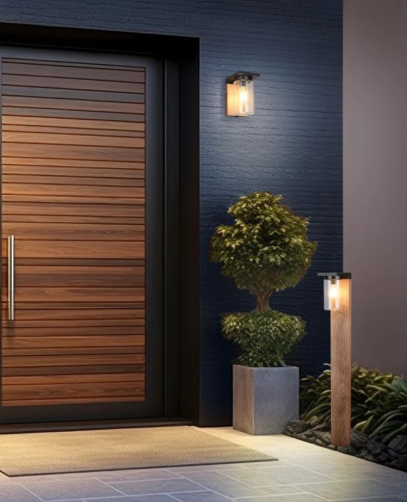 Baliza de exterior Trio Ardila imitación madera sensor crepuscular IP44 100cm 411660135