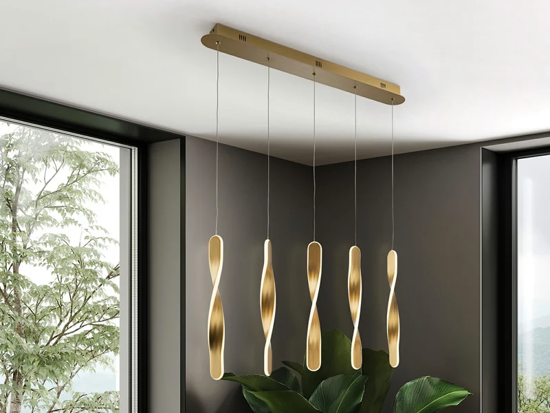 Lámpara de techo colgante Schuller Twist 5 luces oro 3000K