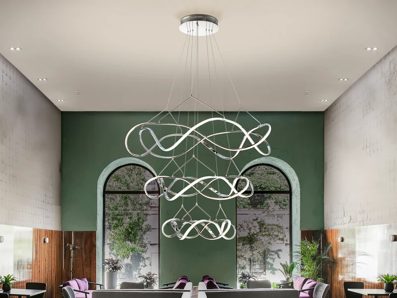 Lámpara de techo colgante de 3 aros Schuller Molly grande cromo 3000K regulable 763431D