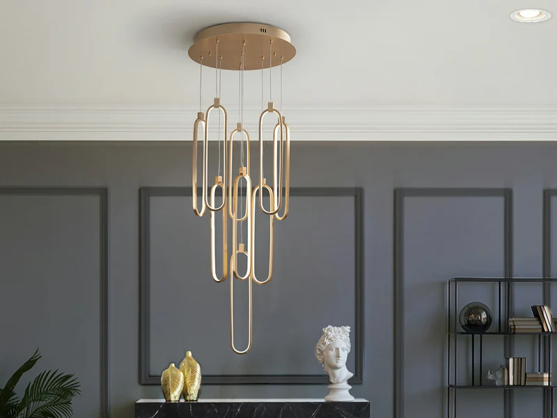 Lámpara de techo colgante Schuller Colette 9 luces oro rosa 3000K Ø50cm