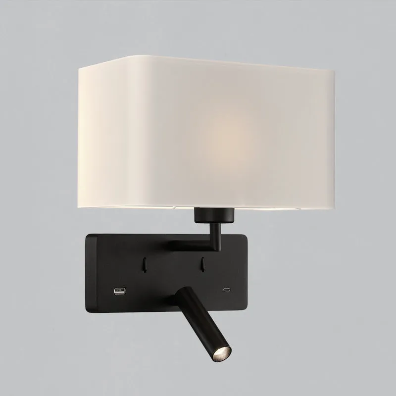ACB Romeo Aplique LED Negro Texturado 3W 3000K + 15W interruptores orientable USB C A3971081N