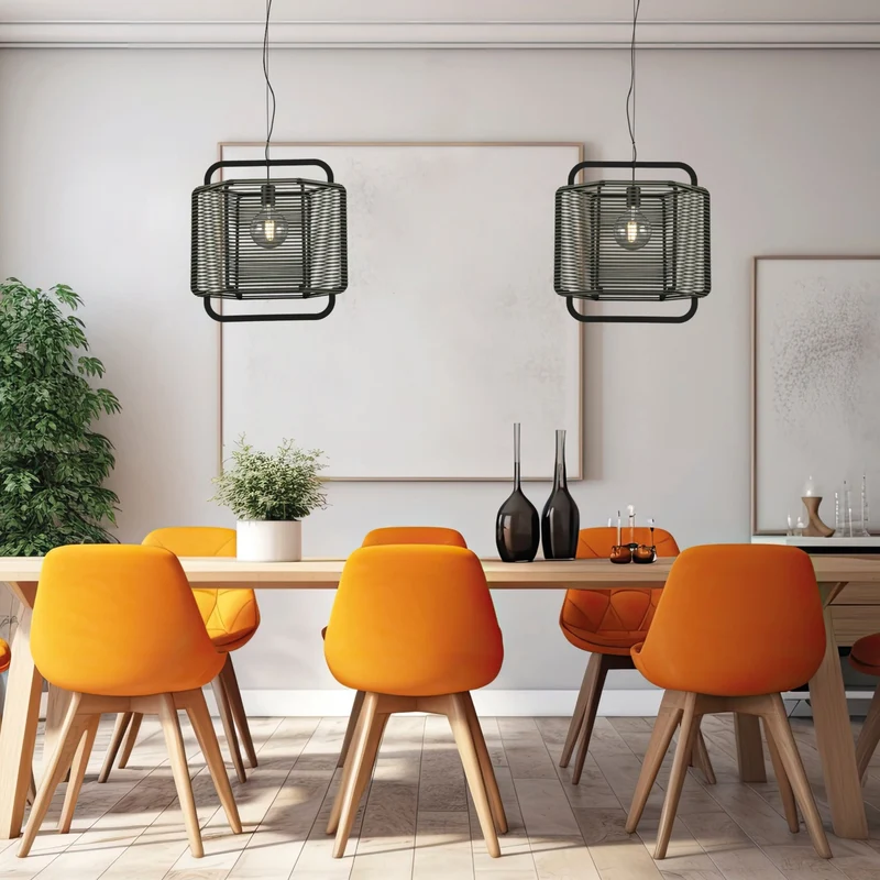 ACB Corda Lámpara de techo colgante LED Negro Alga E27 15W C39015NAL