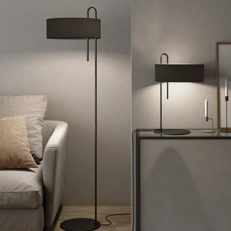 Lámpara de pie ACB Clip LED 15W E27 metal negro 150cm H8178N