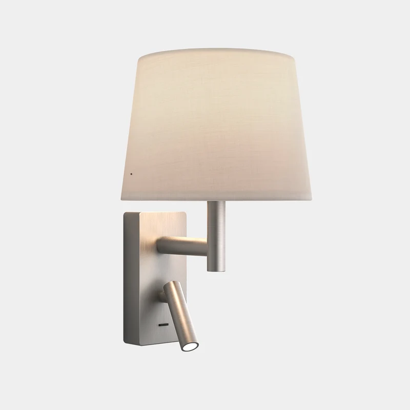 Aplique de pared LedsC4 Metrica Shade Reader LED níquel satinado 2700K 05-8400-81-82