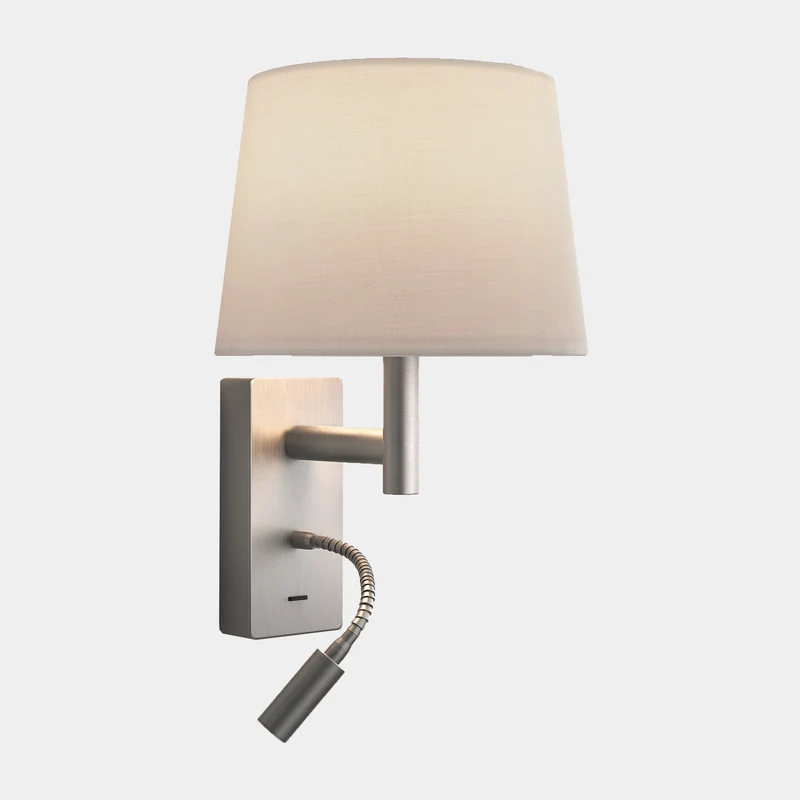 Aplique de pared LedsC4 Metrica Shade Extend Reader LED níquel satinado 2700K 05-8401-81-82