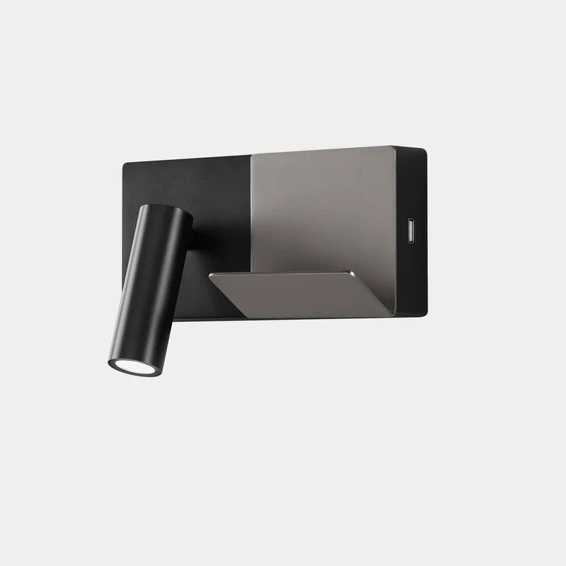 Aplique de pared con lector LedsC4 E-lamp Mini LED negro 2700K 05-8329-05-81