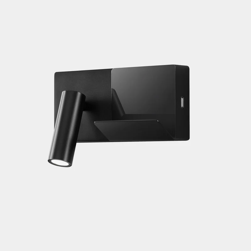 Aplique de pared con lector LedsC4 E-lamp Mini LED negro 2700K 05-8329-05-EV