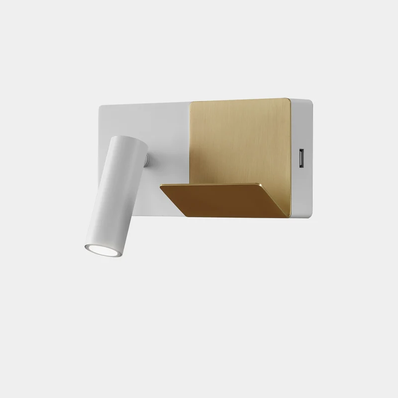 Aplique de pared con lector LedsC4 E-lamp Mini LED blanco 2700K 05-8329-14-DN