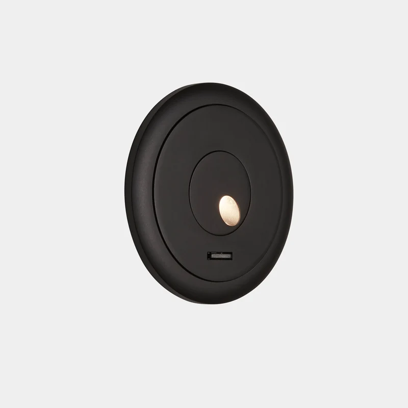 Aplique de pared con lector LedsC4 Radar LED negro 3000K 05-6488-60-60