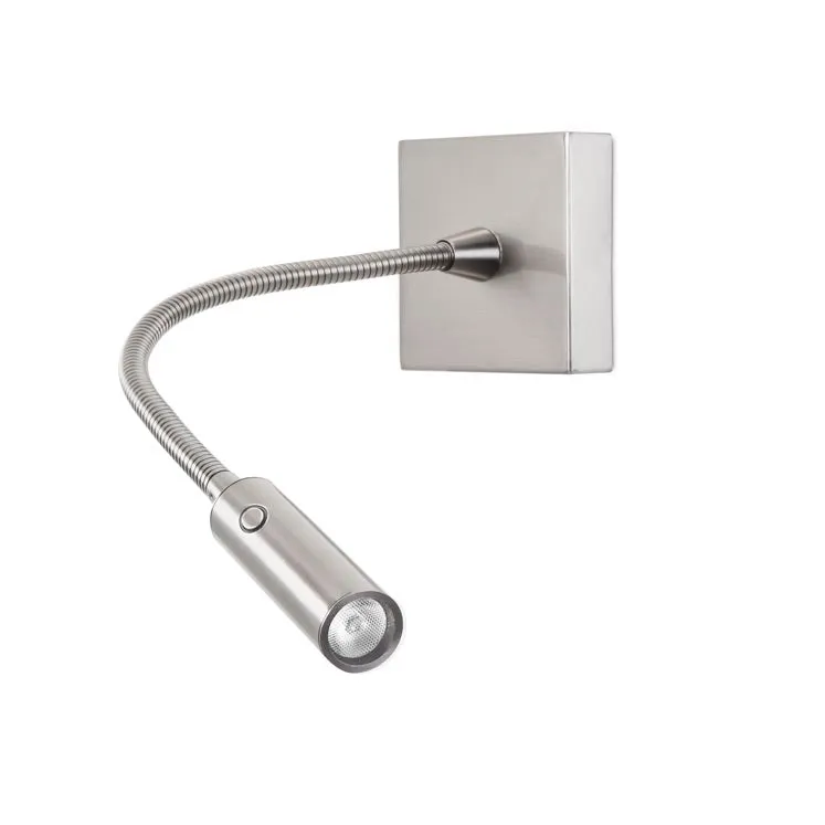 Aplique de pared con lector LedsC4 Tip LED níquel satinado 3000K táctil 05-5296-81-81