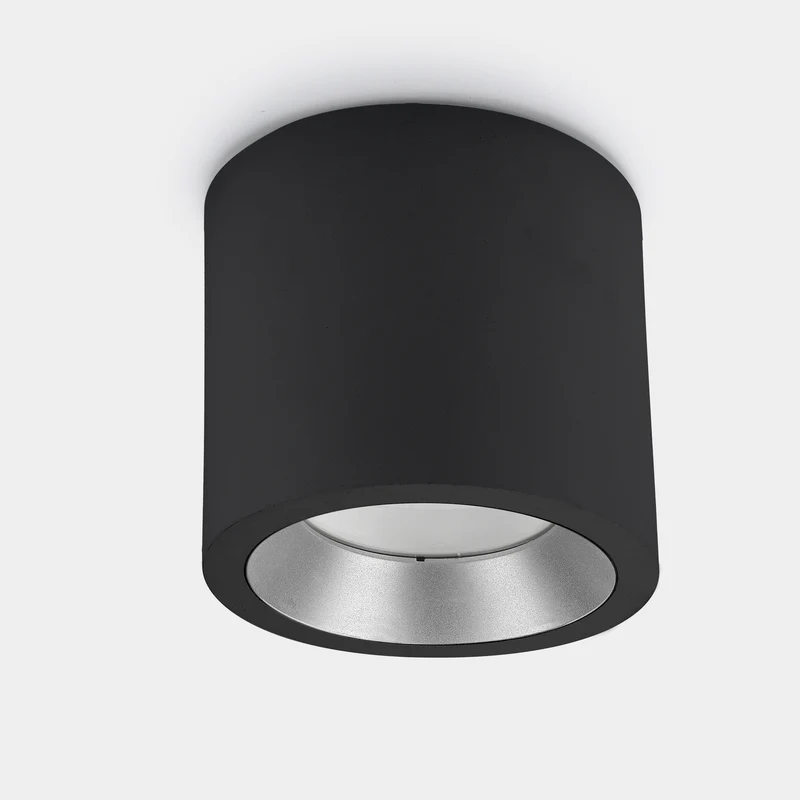 Plafón de exterior LedsC4 Cosmos Led gris urbano 3000K IP66 Ø12,6cm 15-9790-Z5-CL