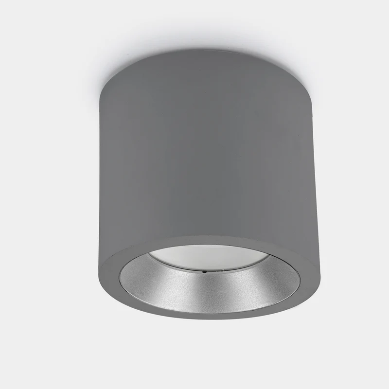 Plafón de exterior LedsC4 Cosmos Led gris 3000K IP66 Ø12,6cm 15-9790-34-CL