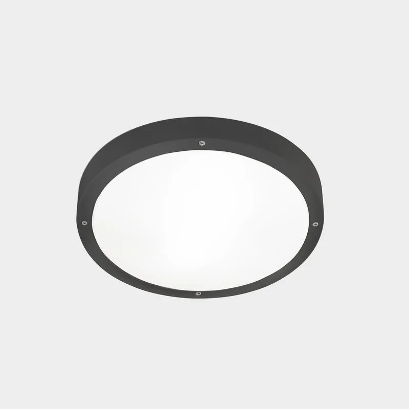 Plafón de exterior LedsC4 Basic LED gris urbano matizado CCT regulable IP66 Ø26cm 15-E049-Z5-EH