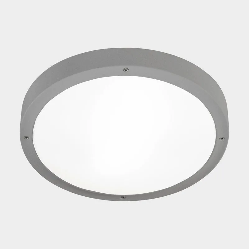 Plafón de exterior LedsC4 Basic E27 gris matizado IP66 Ø36cm 15-E041-34-M1