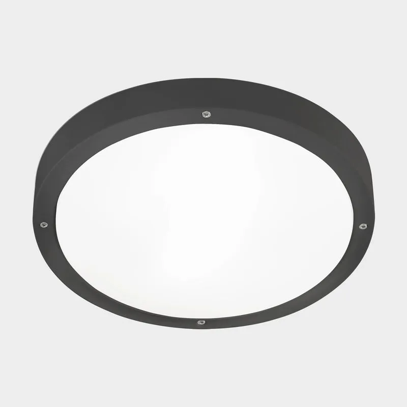Plafón de exterior LedsC4 Basic E27 gris urbano matizado IP66 Ø36cm 15-E041-Z5-M1