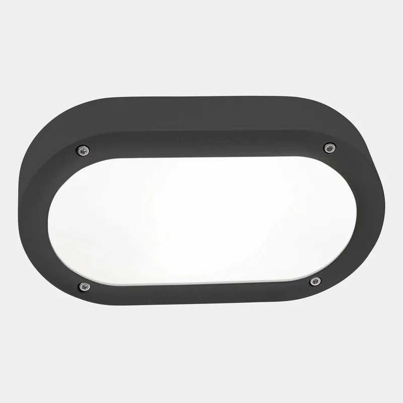 Aplique de exterior LedsC4 Basic Oval LED gris urbano matizado CCT regulable IP66 05-E102-Z5-EH