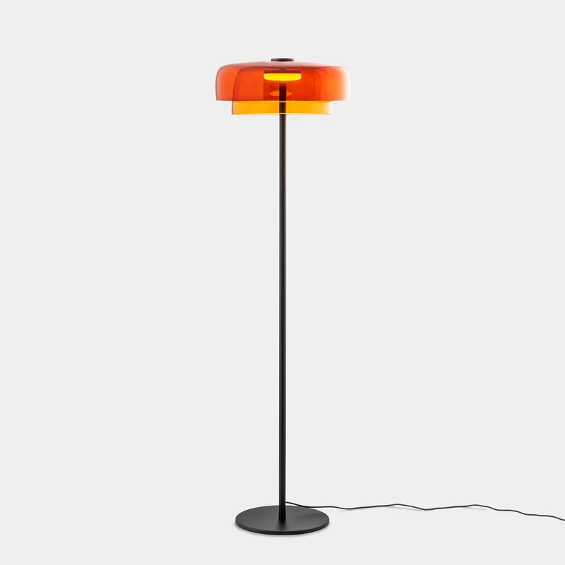 Lámpara de pie LedsC4 Levels LED 2 luces negro ámbar CCT regulable Ø42+Ø32cm 25-A002-05-15