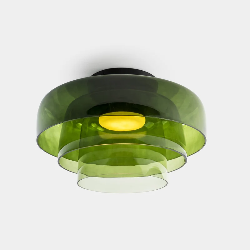 Plafón LedsC4 Levels Ceiling LED 3 luces negro verde CCT regulable DALI 15-A142-05-08