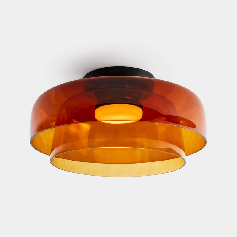 Plafón LedsC4 Levels Ceiling LED 2 luces negro ámbar CCT regulable DALI Ø42+Ø32cm 15-A141-05-15