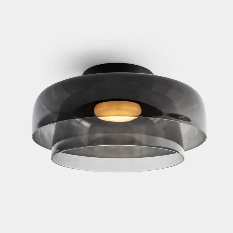 Plafón LedsC4 Levels Ceiling LED 2 luces negro fumé CCT regulable DALI Ø42+Ø32cm 15-A141-05-12