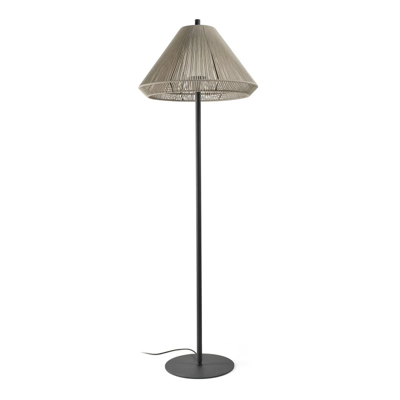 Lámpara de pie de exterior Faro Saigon 195cm E27 LED gris y beige IP65 opal out 71569-09
