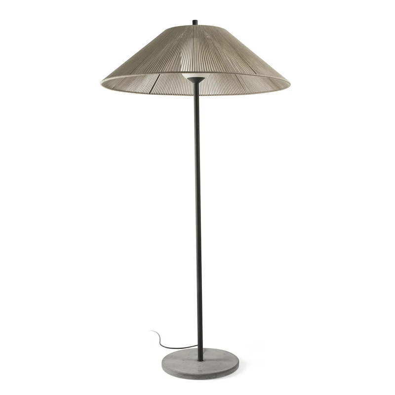 Lámpara de pie de exterior Faro Saigon 195cm E27 LED gris y beige IP65 opal out 71569-10