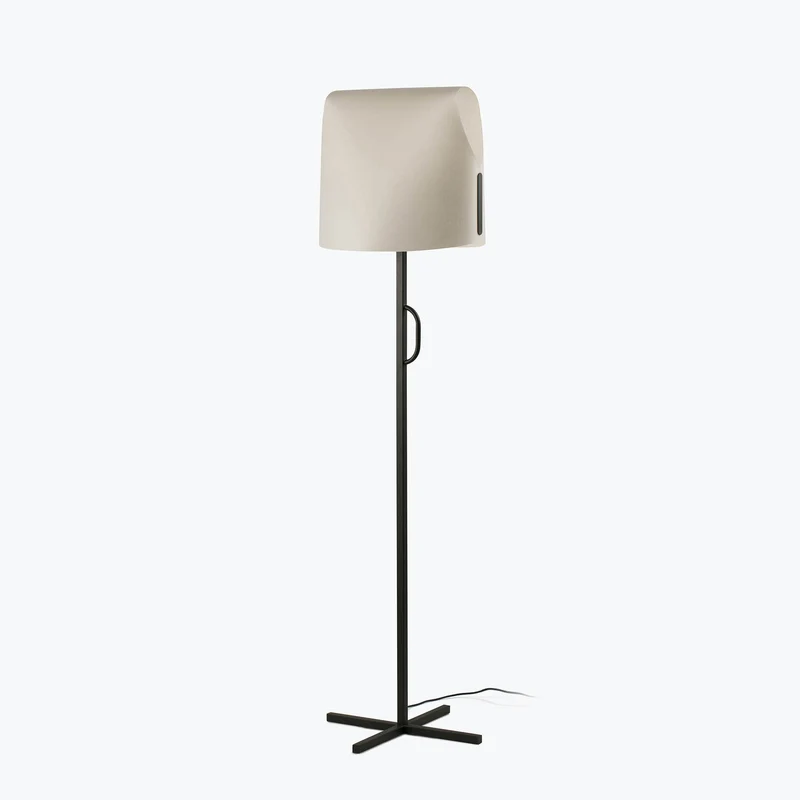 Lámpara de pie salón Faro Luang E27 LED negro y beige 23003-59
